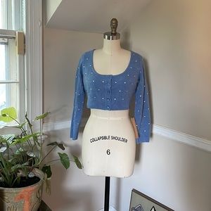 Reformation Nathalia Cropped Sweater with Gems, Regenerative Wool, small